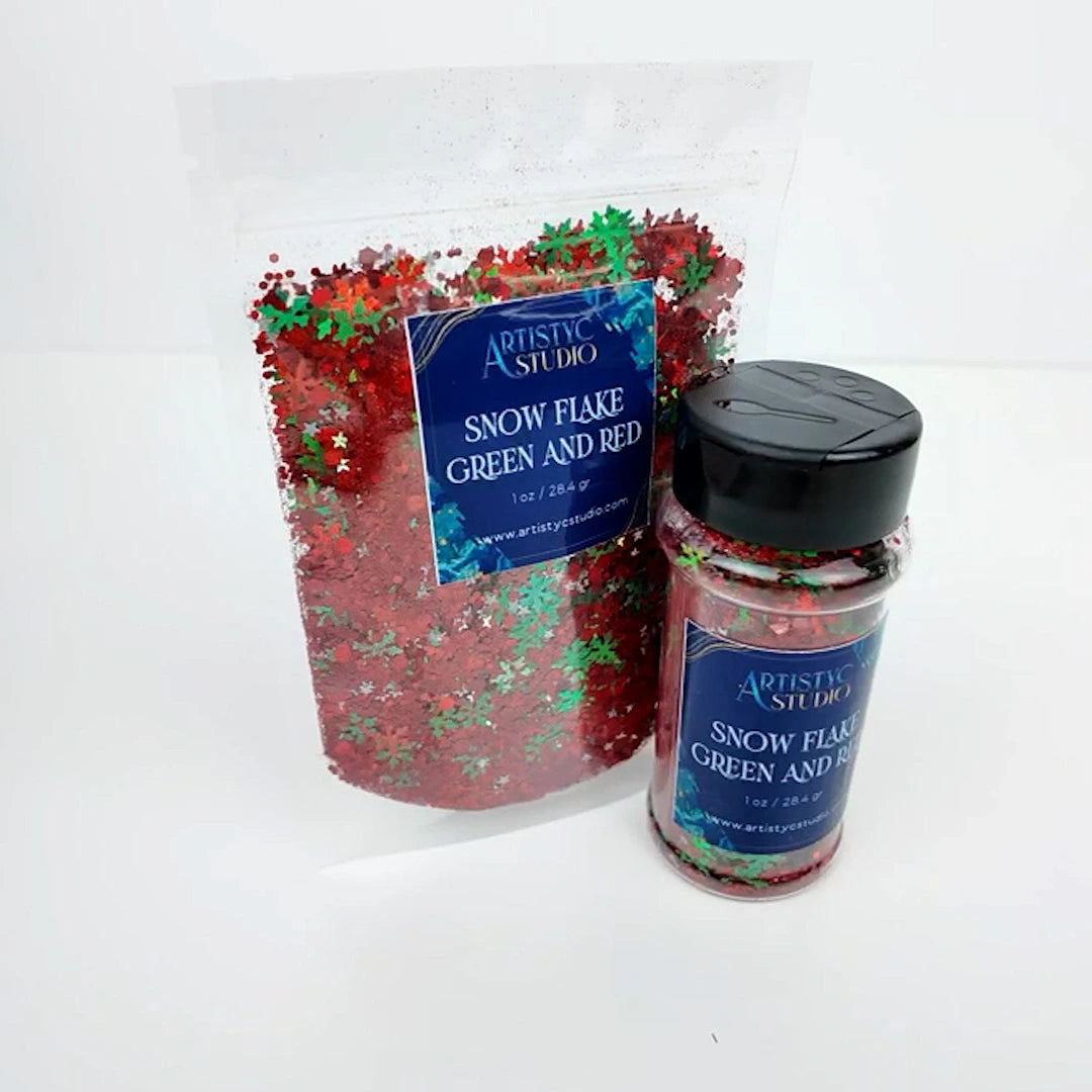 Snow Flake Green and Red