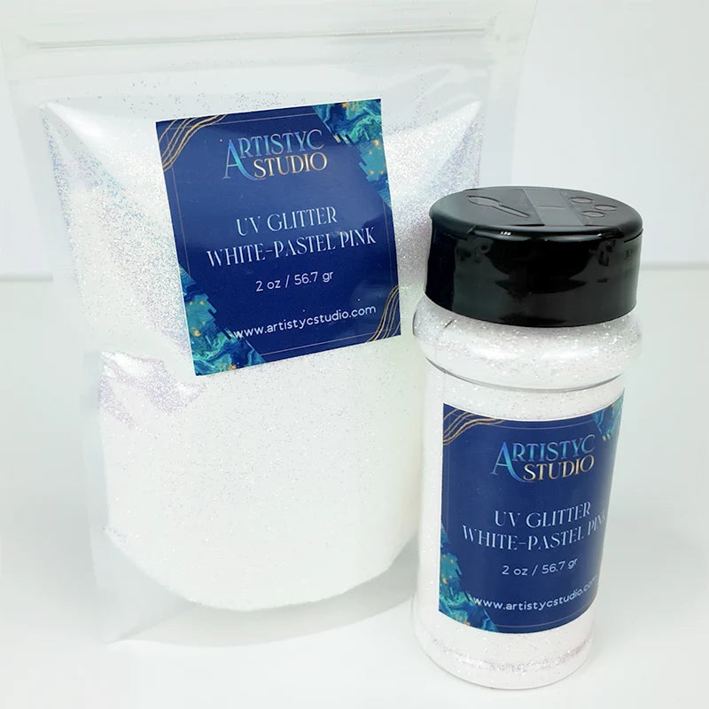 UV Glitter White/Pastel Pink